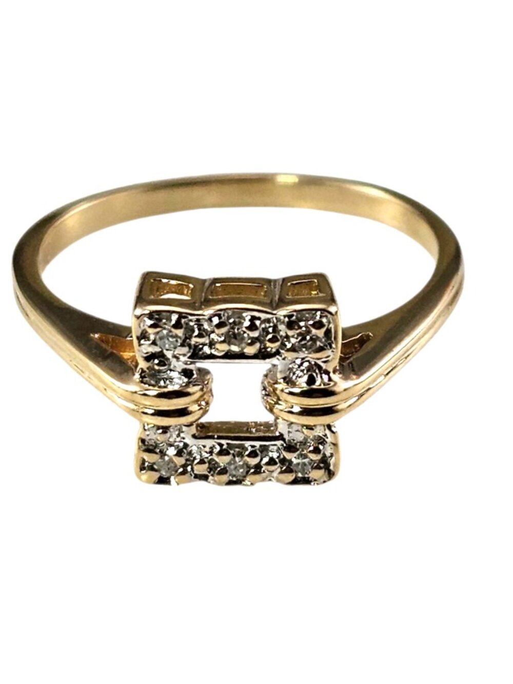 14K Yellow Gold Diamond Open Square Ring Size 5.75 #24409